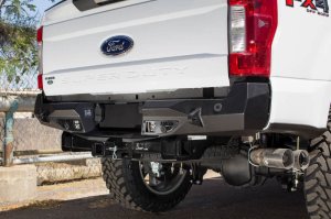 Ford F-250 Bumper - Rear - Addictive Desert Designs - Stealth Fighter with Backup Sensor Cutout - Hammer Black with Satin Black panels - `17-`18 Ford F-250 Bumper - Rear - Addictive Desert Designs - Stealth Fighter with Backup Sensor Cutout - Hammer Black with Satin Black panels - `17-`18